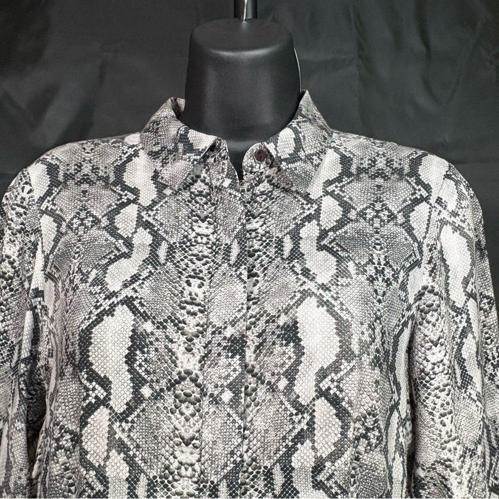 Zara Black and Gray Snake Print Long Sleeve Dress S - Picture 6 of 11